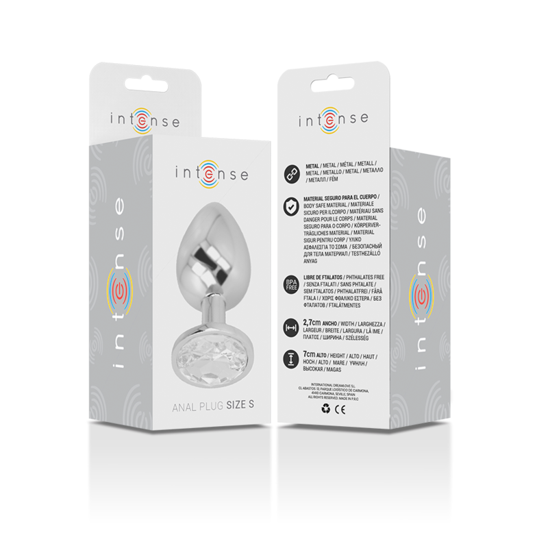 INTENSE - PLUG ANALE IN METALLO ALLUMINIO CON CRISTALLO ARGENTO MISURA S – Tappi anali – foto 5