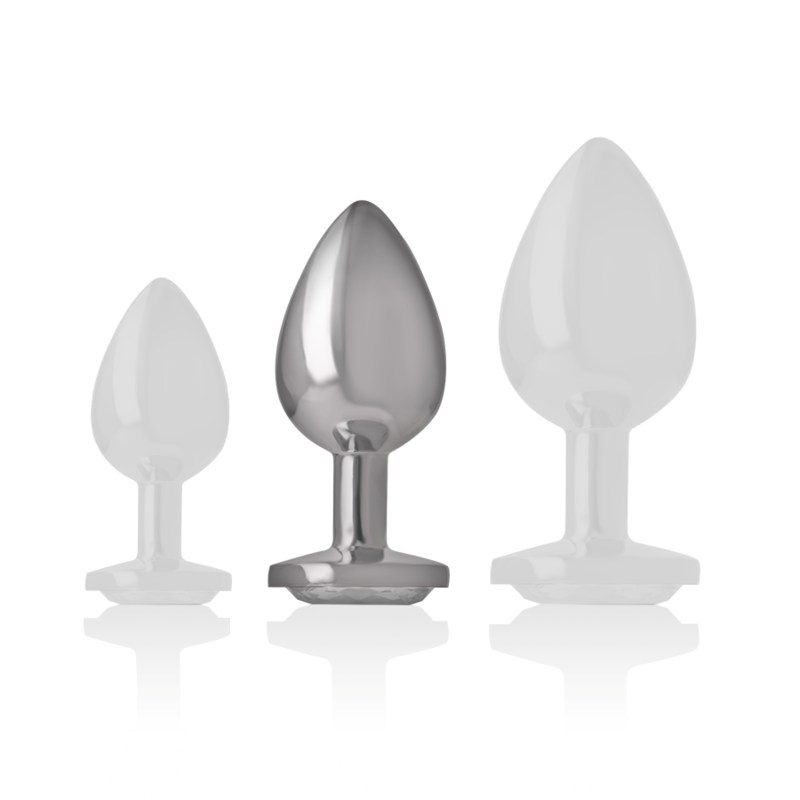INTENSE - PLUG ANALE IN METALLO ALLUMINIO CON CRISTALLO ARGENTO TAGLIA M – Tappi anali – foto 4