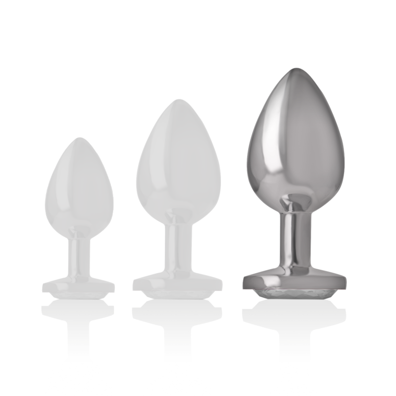 INTENSE - PLUG ANALE IN METALLO ALLUMINIO CON CRISTALLO ARGENTO MISURA L – Tappi anali – foto 5