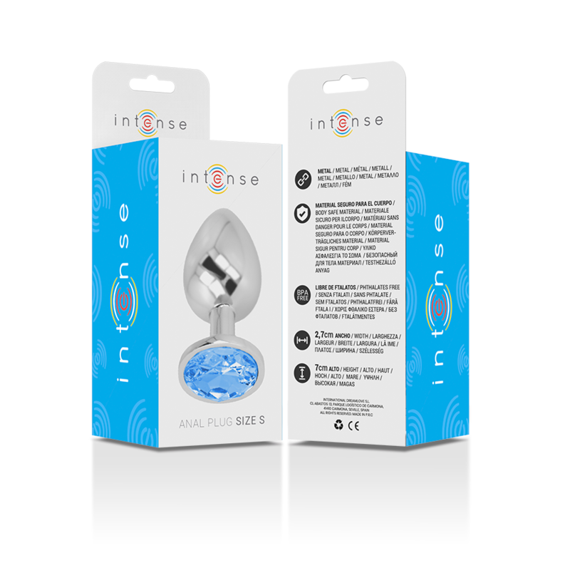 INTENSE - PLUG ANALE IN METALLO ALLUMINIO CON CRISTALLO BLU TAGLIA S – Tappi anali – foto 6