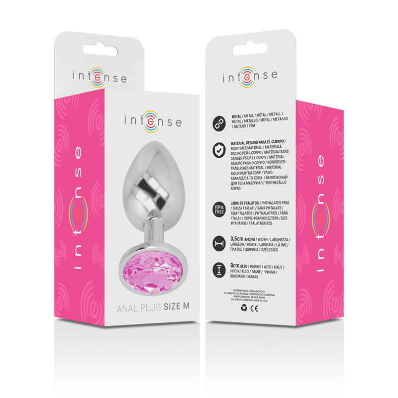INTENSE - PLUG ANALE IN METALLO ALLUMINIO CON CRISTALLO ROSA TAGLIA M – Tappi anali – foto 6