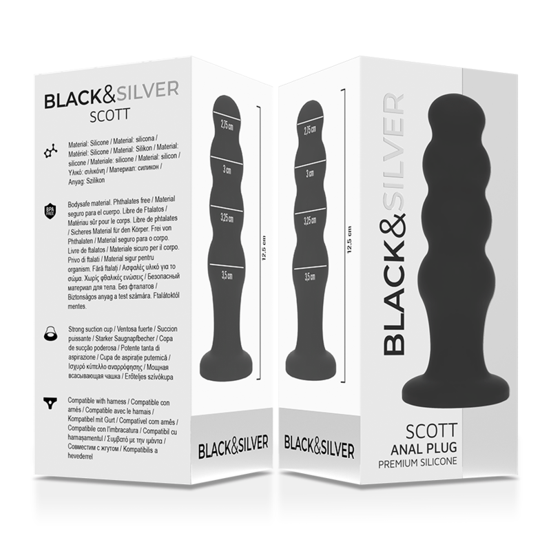 BLACK&SILVER - PLUG ANALE IN SILICONE SCOTT PREMIUM NERO – Tappi anali – foto 5