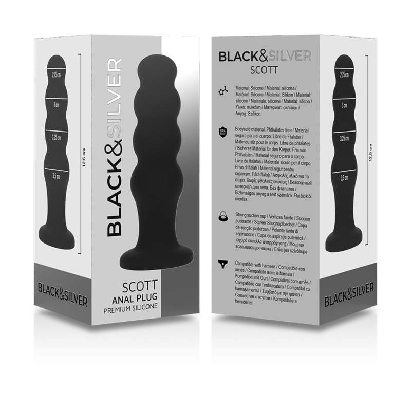 BLACK&SILVER - PLUG ANALE IN SILICONE SCOTT PREMIUM NERO – Tappi anali – foto 6