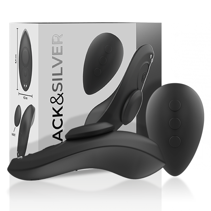 BLACK&SILVER - PANTALONE VIBRATORE IN SILICONE RICARICABILE PRESTON NERO – Telecomando – foto 2