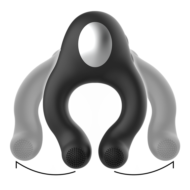 BLACK&SILVER - ANELLO VIBRATORE IN SILICONE 3 MOTORI RICARICABILE NERO – Mini vibratori – foto 4