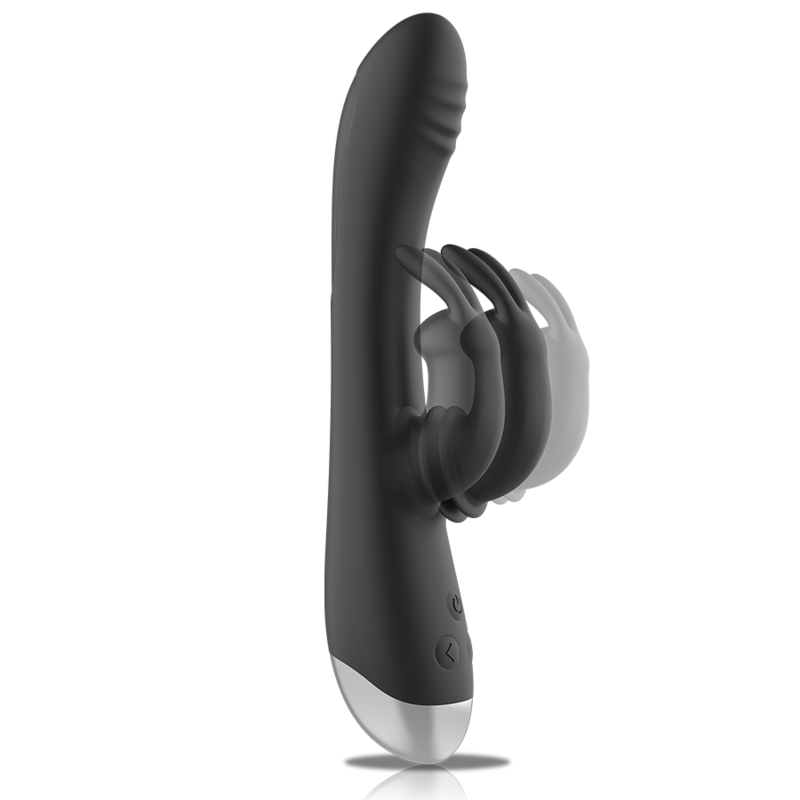 BLACK&SILVER - DJ. STIMOLATORE CONIGLIO IN SILICONE RICARICABILE ADAM NERO – Vibratori di coniglio – foto 4