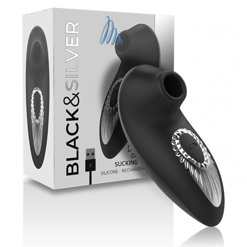 BLACK&SILVER - DRAKE DELUXE SUCKING VIBE RICARICABILE IN SILICONE NERO – Mini vibratori – foto 2