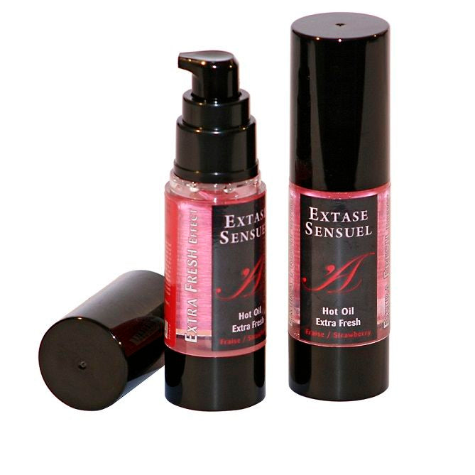 EXTASE SENSUAL - OLIO DA MASSAGGIO CON EFFETTO FRAGOLA EXTRA FRESCO 30 ML – Con effetto termico