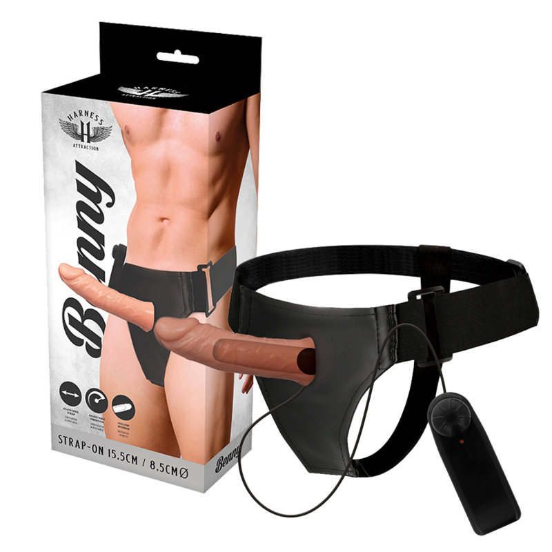 HARNESS ATTRACTION - RNES HOLLOW BENNY CON VIBRATORE 15 CM -O- 4.5 CM – Estensore del pene con imbracatura – foto 2