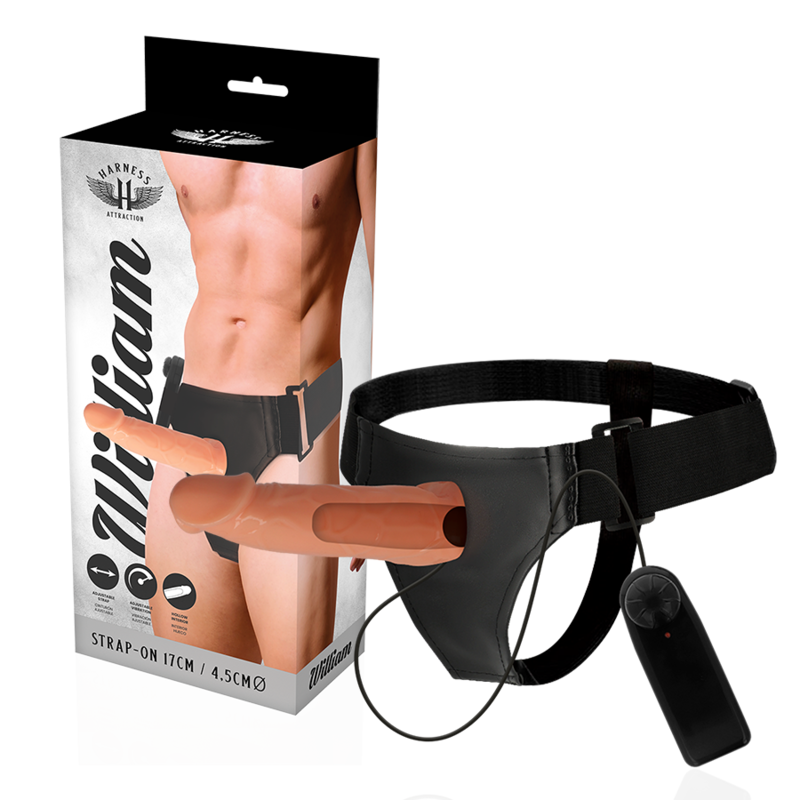 HARNESS ATTRACTION - WILLIAN HOLLOW RNES CON VIBRATORE 17 CM -O- 4.5 CM – Estensore del pene con imbracatura – foto 2