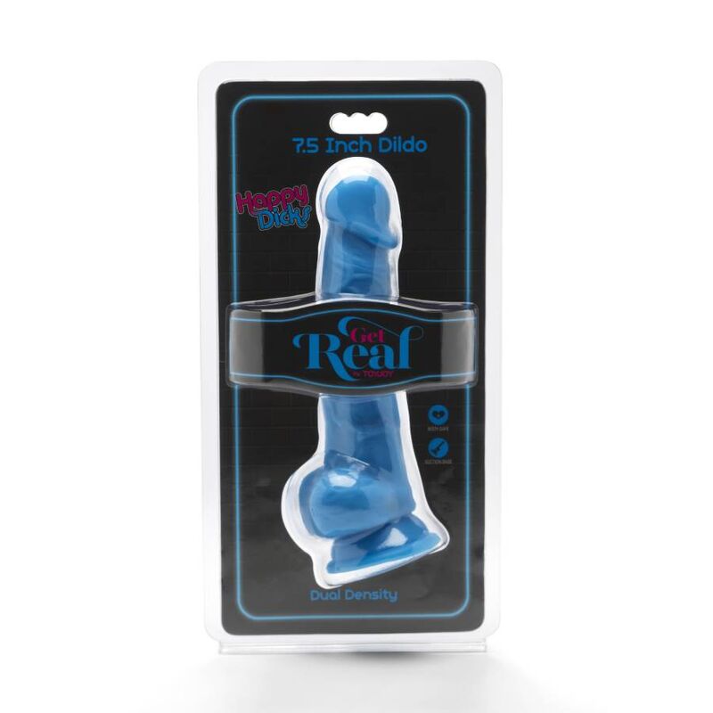 GET REAL - HAPPY DICKS 19 CM CON SFERE BLU – Peni realistici – foto 2