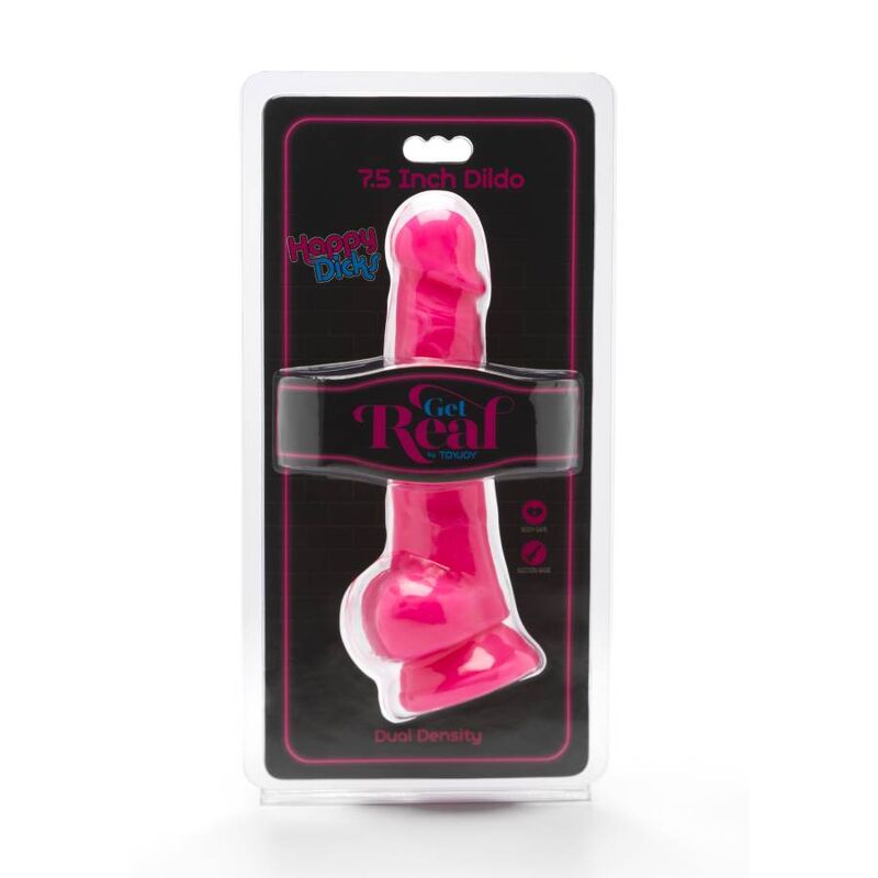 GET REAL - HAPPY DICKS 19 CM CON SFERE ROSA – Peni realistici – foto 2