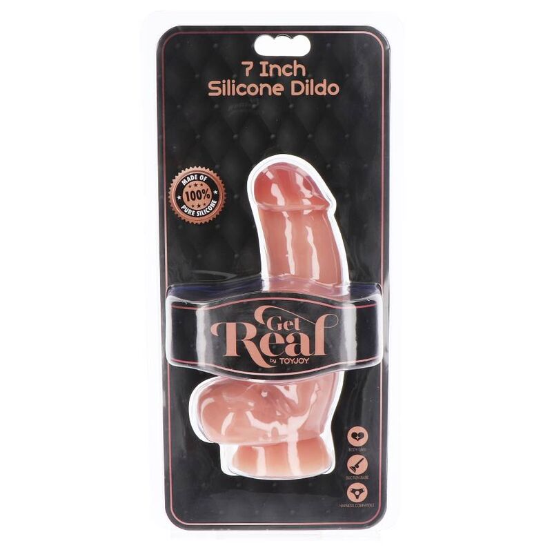 GET REAL - DILDO IN SILICONE 18 CM CON PALLE IN PELLE – Peni realistici – foto 4