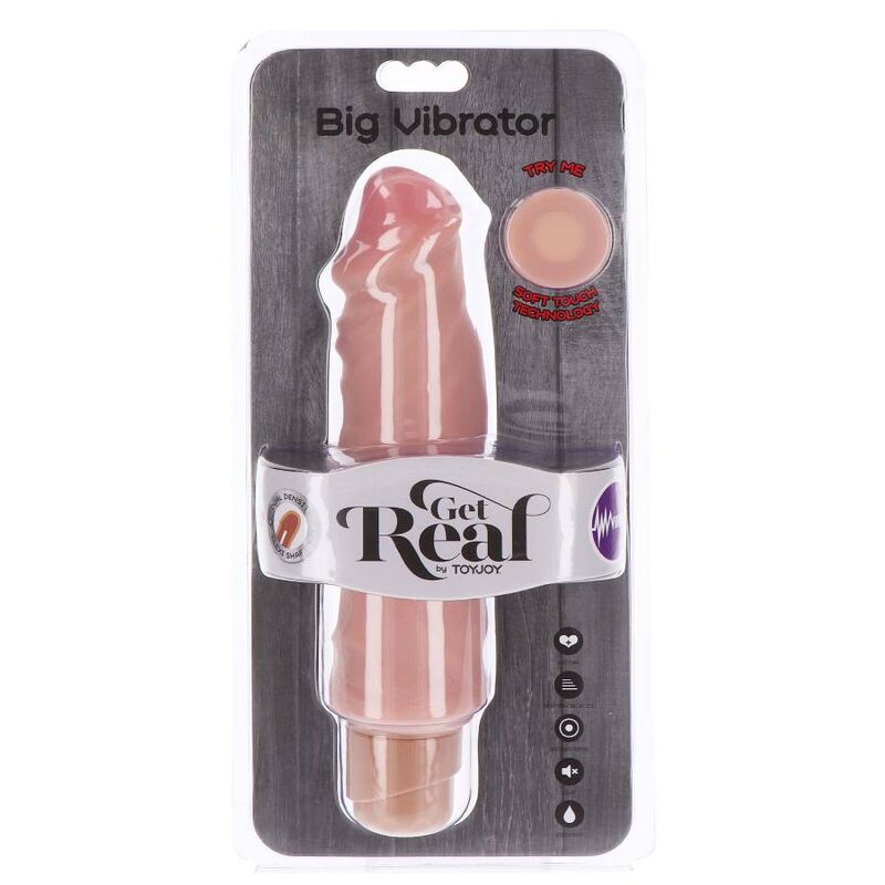 GET REAL - VIBRATORE GRANDE A DOPPIA DENSIT 20,5 CM PELLE – Vibratori realistici – foto 4