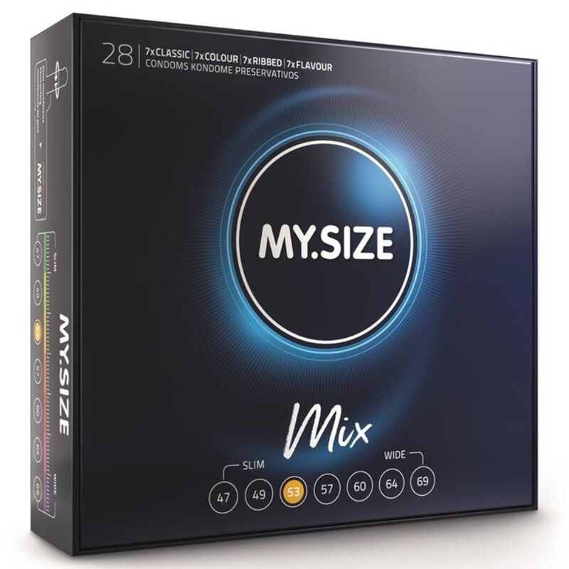 MY SIZE - MIX PRESERVATIVI 53 MM 28 UNIT – Gamma naturale