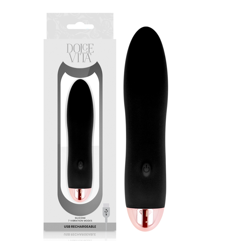 DOLCE VITA - VIBRATORE RICARICABILE QUATTRO NERO A 7 VELOCITÀ – Mini vibratori – foto 2