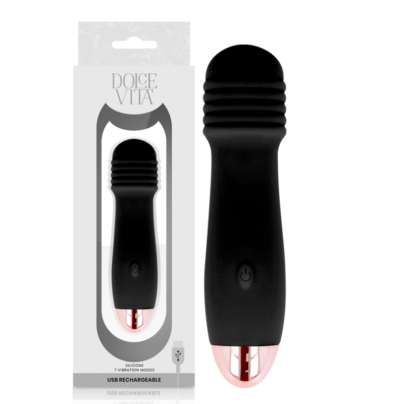 DOLCE VITA - VIBRATORE RICARICABILE TRE NERO A 7 VELOCITÀ – Per il clitoride – foto 2