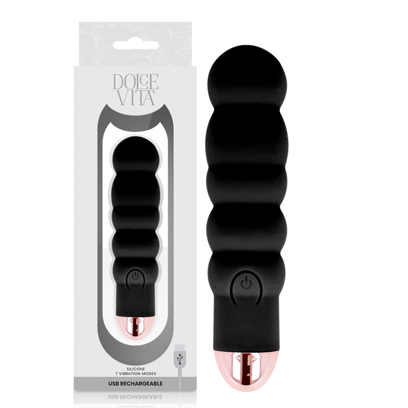 DOLCE VITA - VIBRATORE RICARICABILE SEI NERO 7 VELOCITÀ – Mini vibratori – foto 2