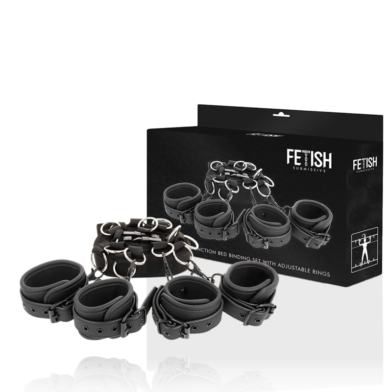 FETISH SUBMISSIVE - SET DI CRAVATTE DA LETTO CON FODERA IN NOPRENE – Sistemare le manette – foto 2