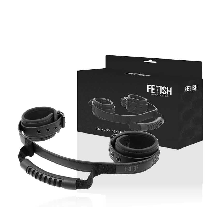 FETISH SUBMISSIVE - MANETTE CON FODERA IN NOPRENE E MANIGLIA – Sistemare le manette – foto 2