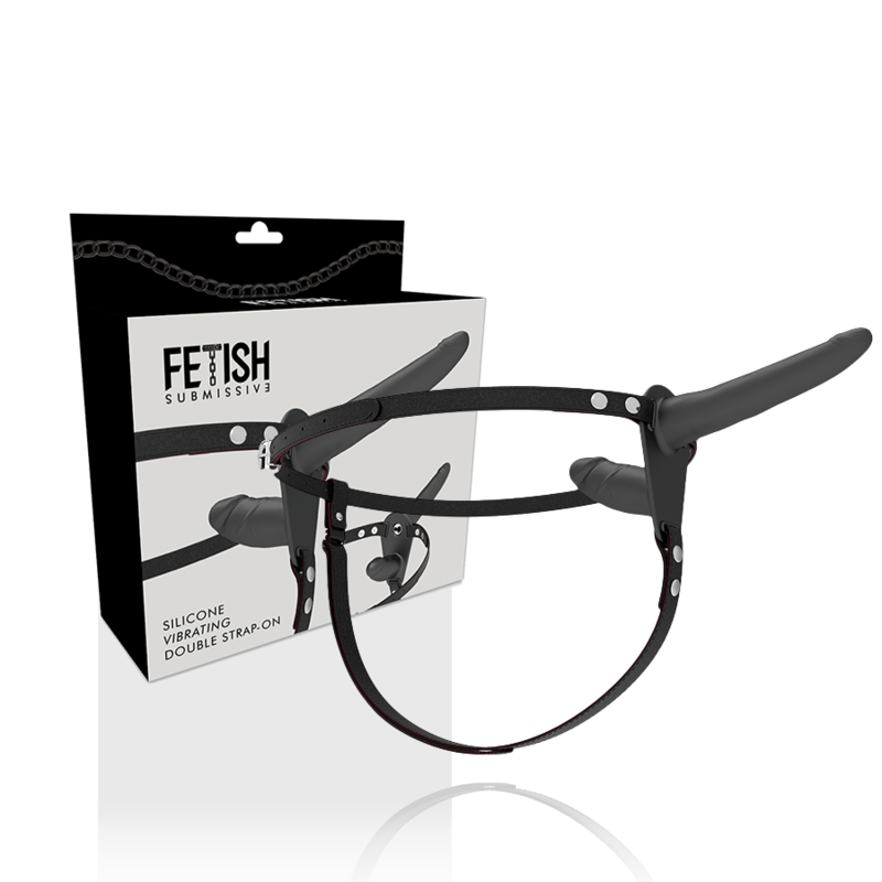 FETISH SUBMISSIVE HARNESS - VIBRATORE NERO A DOPPIA PENETRAZIONE – Doppie imbracature – foto 2