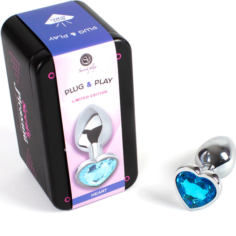 SECRETPLAY - TAPPO IN METALLO CUORE BLU TAGLIA PICCOLO 7 CM – Tappi anali – foto 2