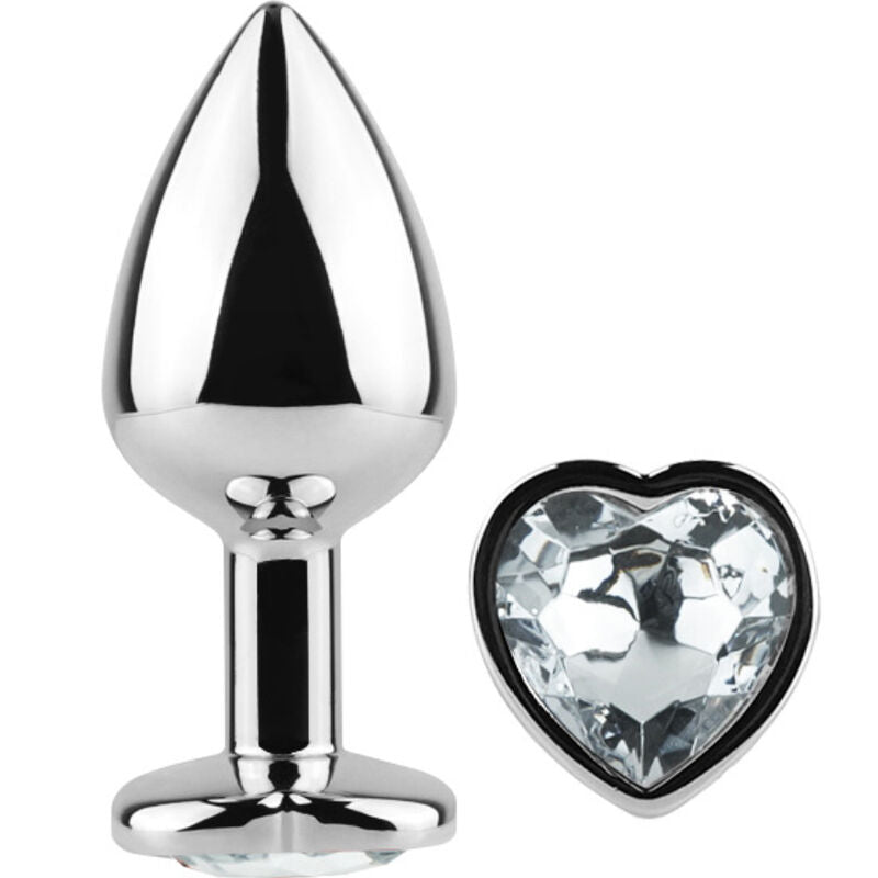 SECRETPLAY - TAPPO IN METALLO CUORE DI CRISTALLO TRASPARENTE TAGLIA PICCOLA 7 CM – Tappi anali