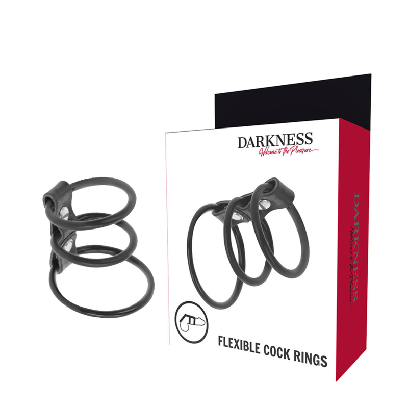 DARKNESS - SET DI 3 ANELLI PER PENE FLESSIBILI – Accessori per il pene