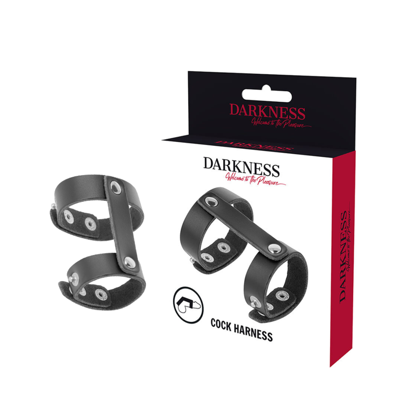 DARKNESS - ANELLO REGOLABILE PER PENE E TESTICOLI IN PELLE – Cockring senza vibrazione