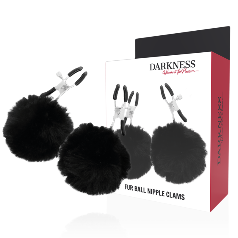 DARKNESS - MORSETTI PER CAPEZZOLI CON POM POM 1 – Morsetti per capezzoli per sadomasochismo