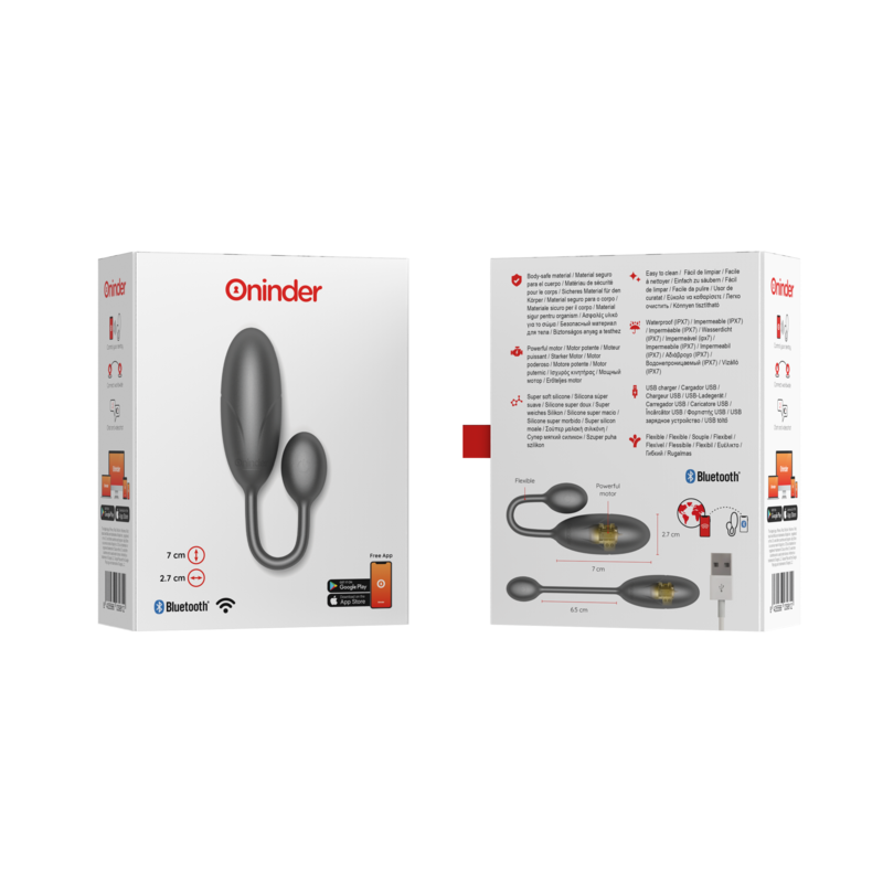 ONINDER - UOVO VIBRANTE DENVER NERO 7 X 2,7 CM APP. GRATUITA – Vibratori con APP – foto 8