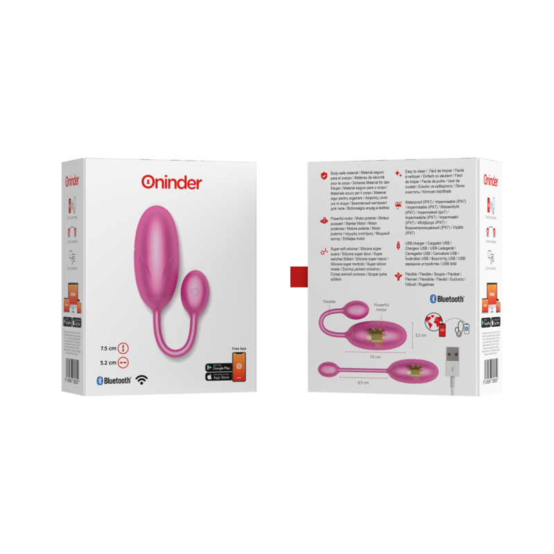 ONINDER - UOVO VIBRANTE TOKYO ROSA 7,5 X 3,2 CM APP GRATUITA – Vibratori con APP – foto 8