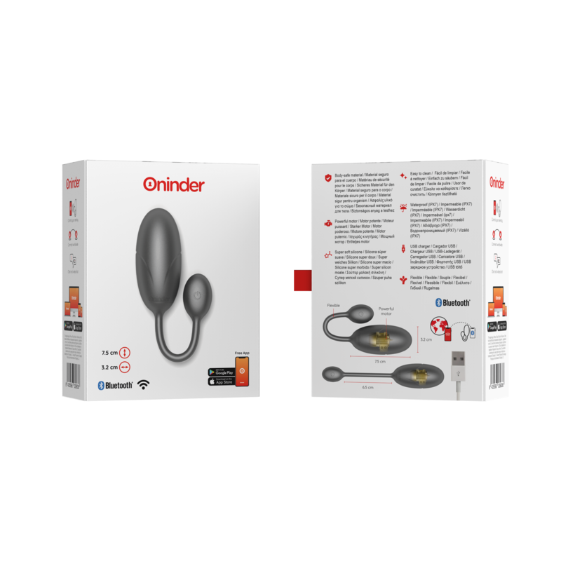 ONINDER - UOVO VIBRANTE TOKYO NERO 7,5 X 3,2 CM APP GRATUITA – Vibratori con APP – foto 8