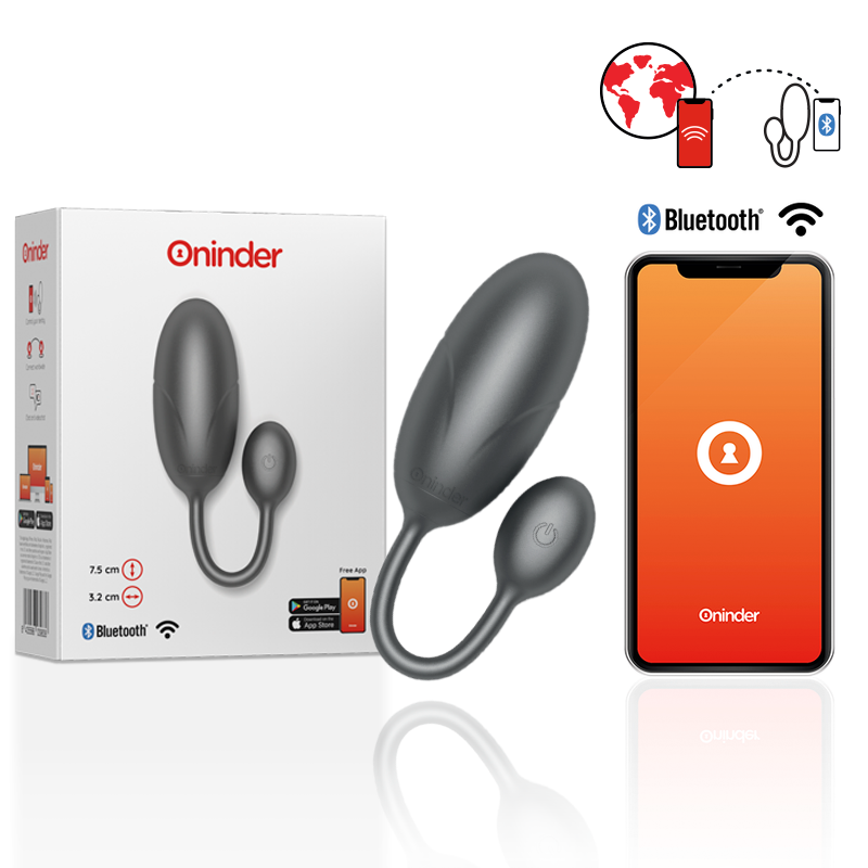 ONINDER - UOVO VIBRANTE TOKYO NERO 7,5 X 3,2 CM APP GRATUITA – Vibratori con APP