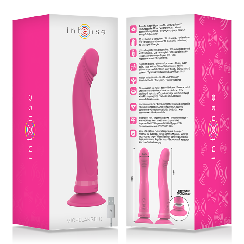INTENSE - DILDO VIBRATORE IN SILICONE ROSA MICHELANGELO – Rotatori vibranti – foto 6