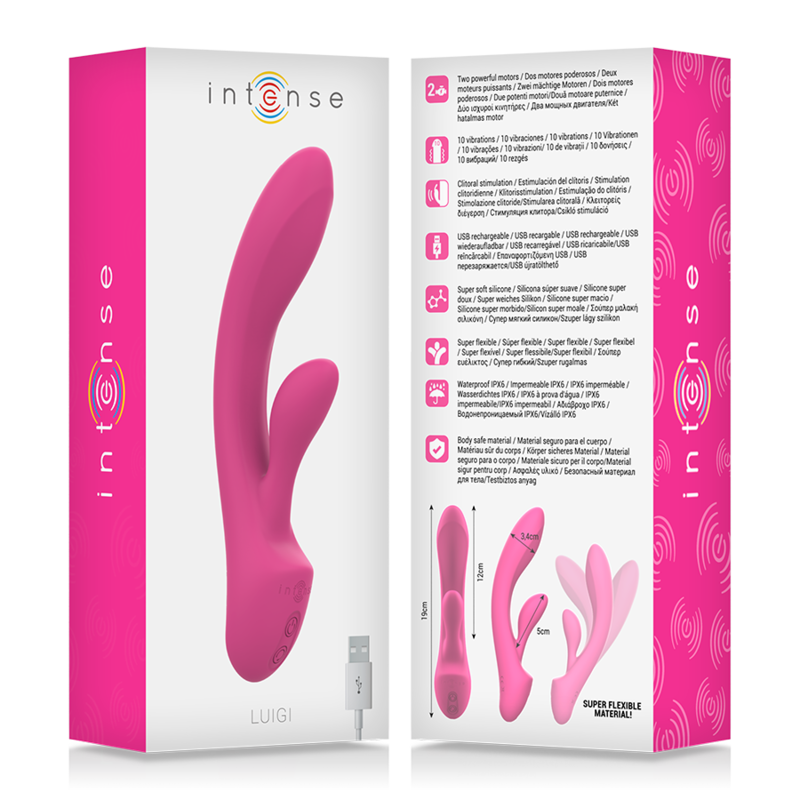INTENSE - VIBRATORE LUIGI RABBIT SILICONE LIQUIDO ROSA – Vibratori di coniglio – foto 7