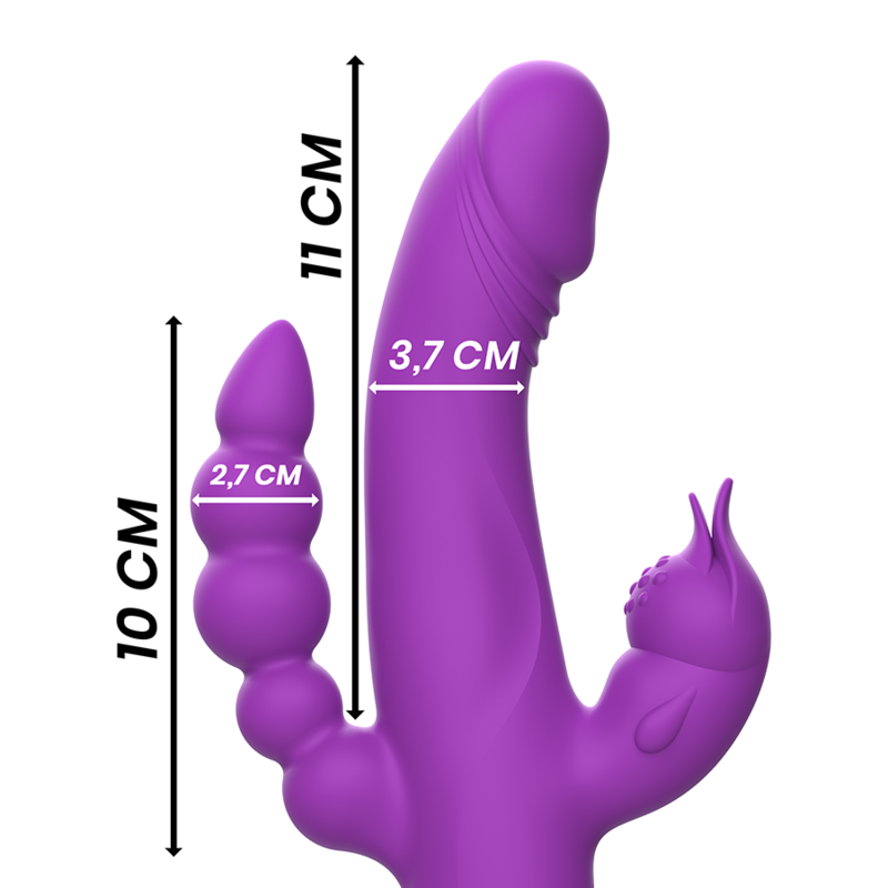INTENSE - VIBRATORE IN SILICONE CASANOVA RABBIT TRIPLO MOTORE VIOLA – Vibratori di coniglio – foto 3