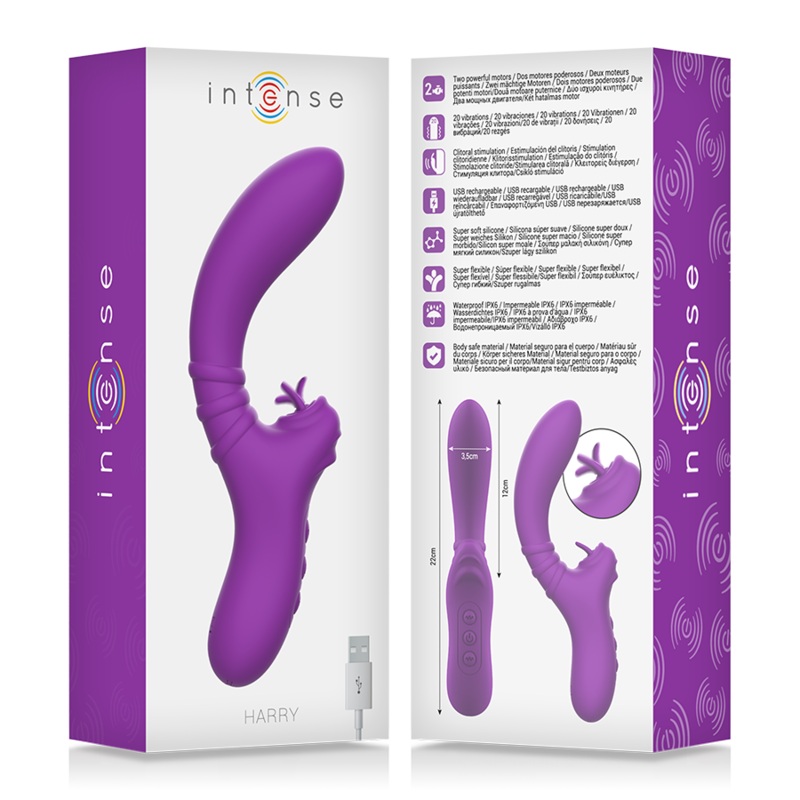 INTENSE - VIBRATORE FLESSIBILE HARRY CON LINGUA VIOLA – Vibratori di coniglio – foto 7