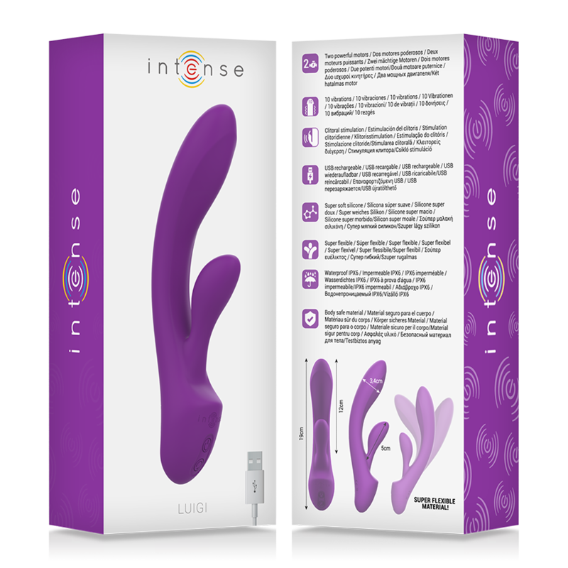 INTENSE - VIBRATORE LUIGI RABBIT SILICONE LIQUIDO VIOLA – Vibratori di coniglio – foto 7