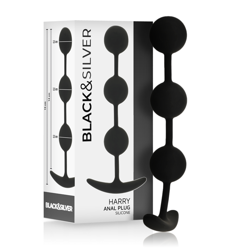 BLACK&SILVER - ROSARIO ANALE HARRY 3 SFERE IN SILICONE 14 CM – Perline anali