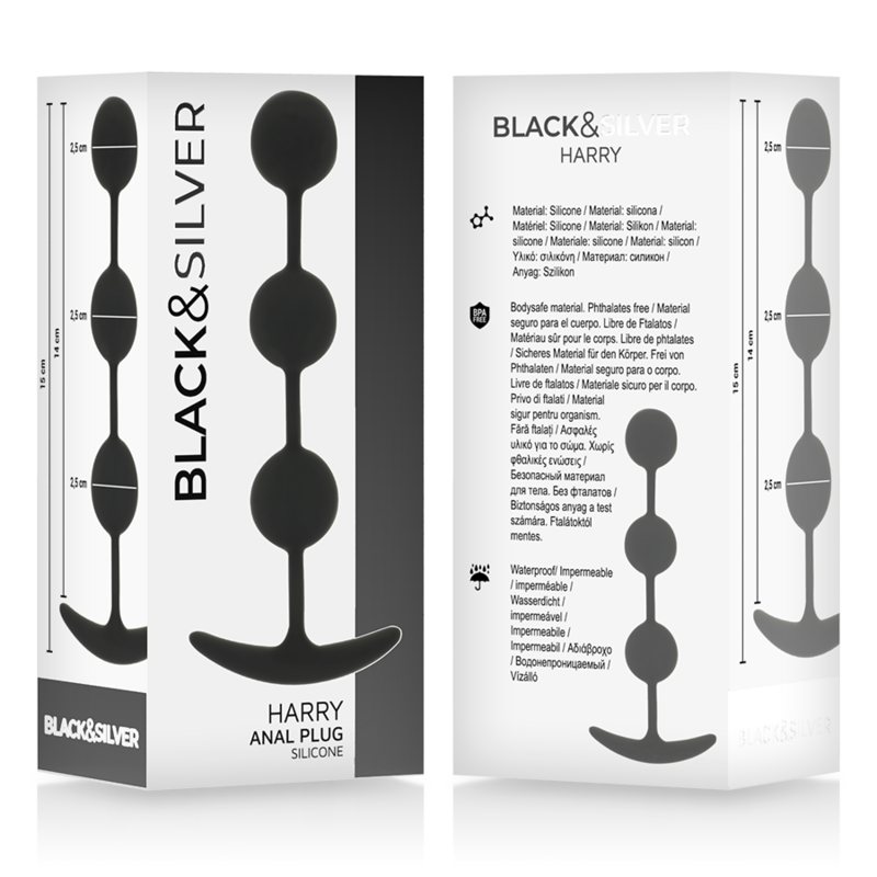 BLACK&SILVER - ROSARIO ANALE HARRY 3 SFERE IN SILICONE 14 CM – Perline anali – foto 5