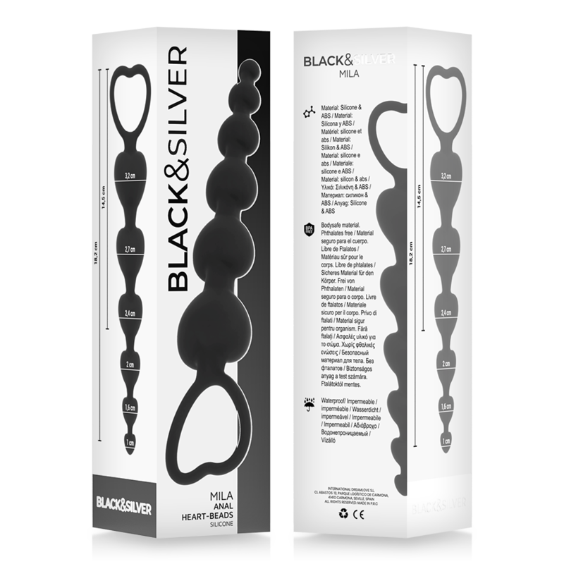 BLACK&SILVER - MILA ANALE CATENA DI CUORI 18 CM – Perline anali – foto 6
