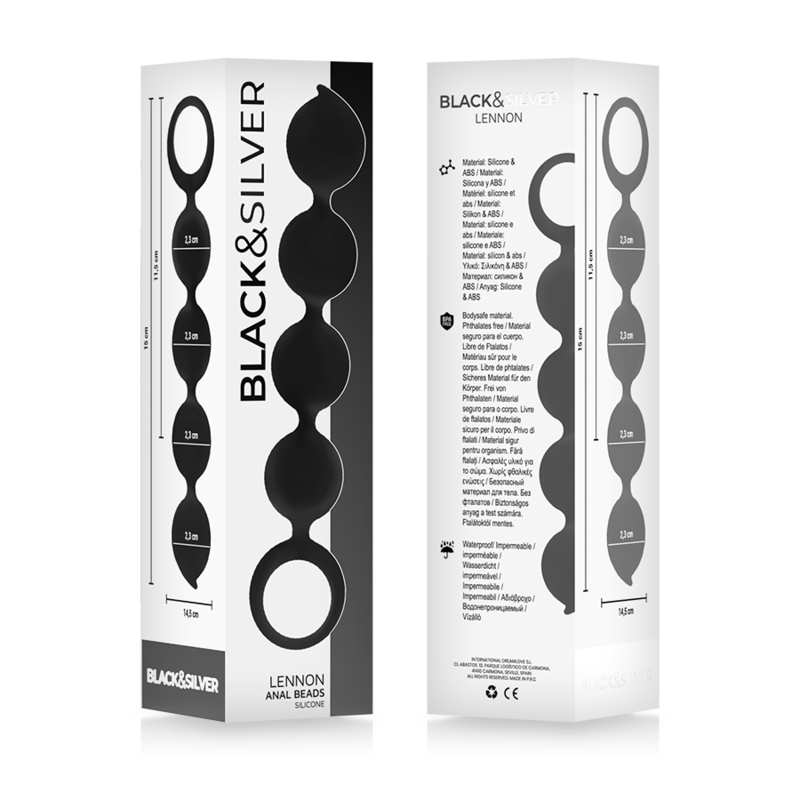 BLACK&SILVER - ROSARIO ANALE LENNON 4 SFERE IN SILICONE 15 CM – Perline anali – foto 4