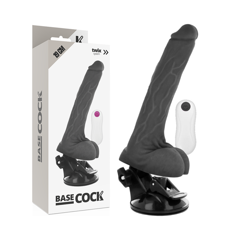 BASECOCK - VIBRATORE REALISTICO TELECOMANDO NERO 19 CM -O- 4 CM – Telecomando