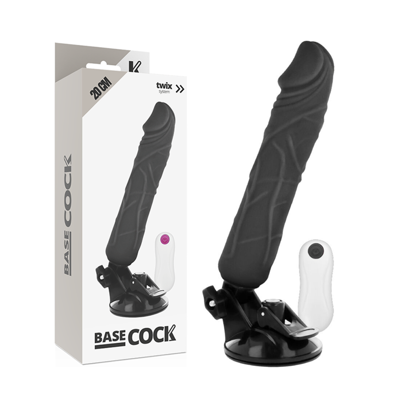 BASECOCK - VIBRATORE REALISTICO TELECOMANDO NERO 20 CM -O- 4 CM – Telecomando