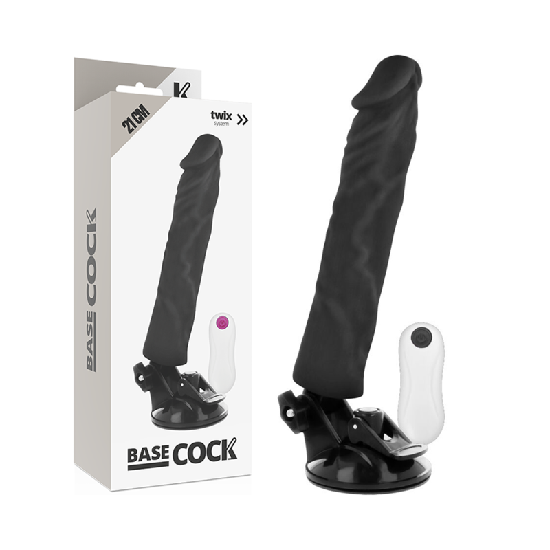 BASECOCK - VIBRATORE REALISTICO TELECOMANDO NERO 21 CM -O- 4 CM – Telecomando