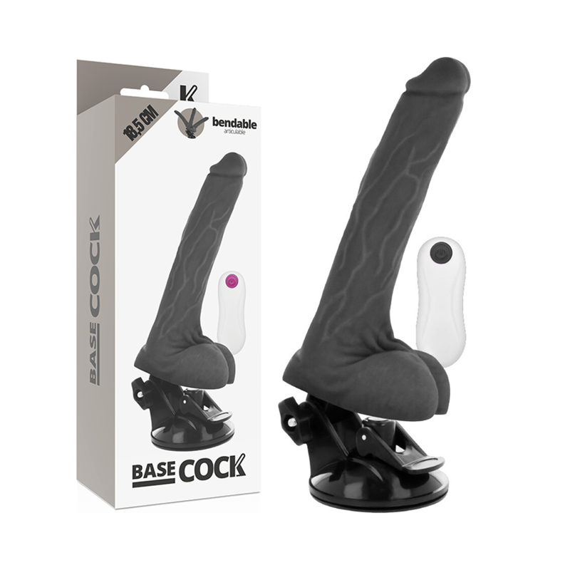 BASECOCK - VIBRATORE ARTICOLABILE TELECOMANDO NERO 18.5 CM -O- 4 CM – Telecomando