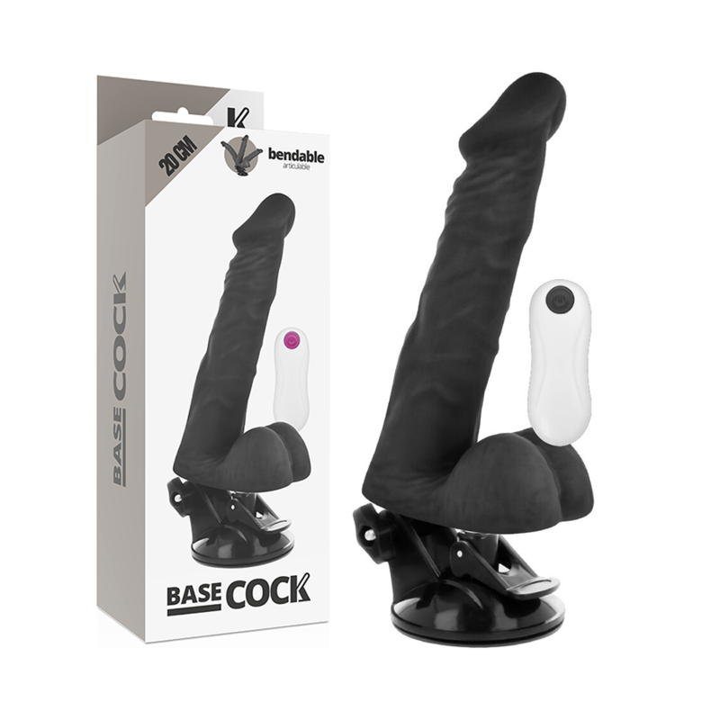 BASECOCK - VIBRATORE ARTICOLABILE TELECOMANDO NERO 20 CM -O- 4.5 CM – Telecomando