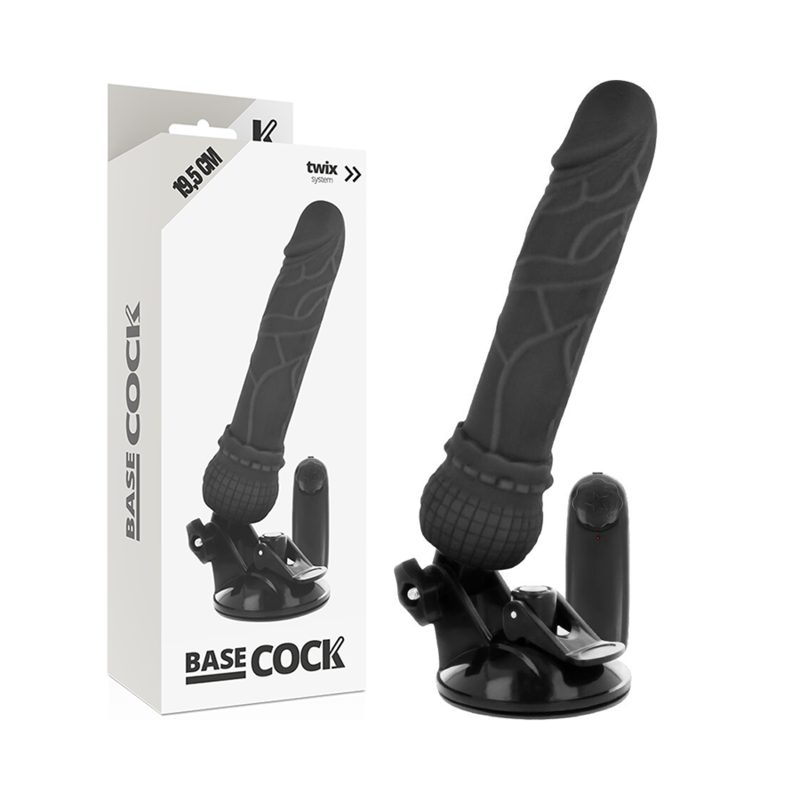 BASECOCK - VIBRATORE REALISTICO TELECOMANDO NERO 19.5 CM -O- 4 CM – Telecomando