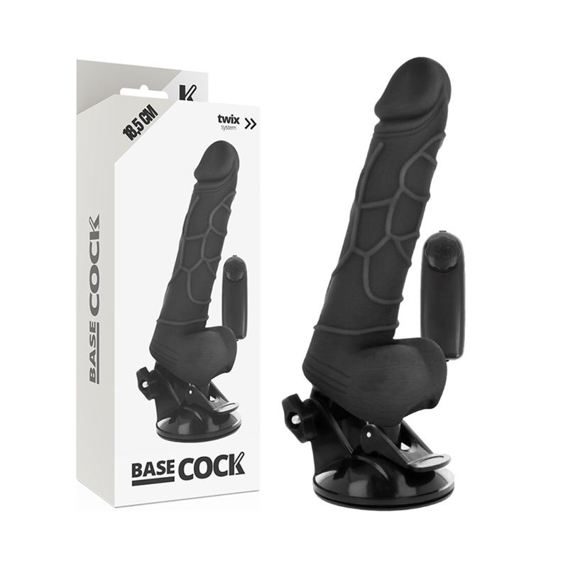 BASECOCK - VIBRATORE REALISTICO TELECOMANDO NERO 18.5 CM -O- 4CM – Telecomando